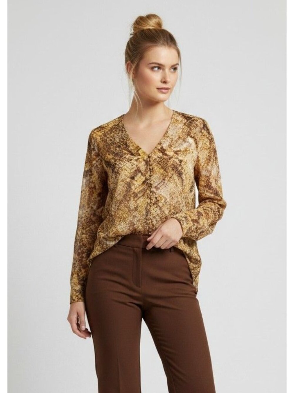 GUESS Elesia Printed Blouse, Rustic Copper, S